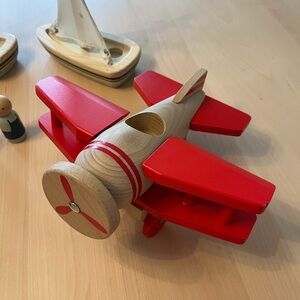 Hearth & Hand Wooden Red and Natural Biplane